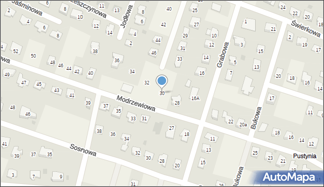 Brzozówka, Modrzewiowa, 30, mapa Brzozówka