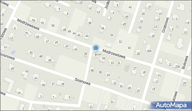 Brzozówka, Modrzewiowa, 37, mapa Brzozówka