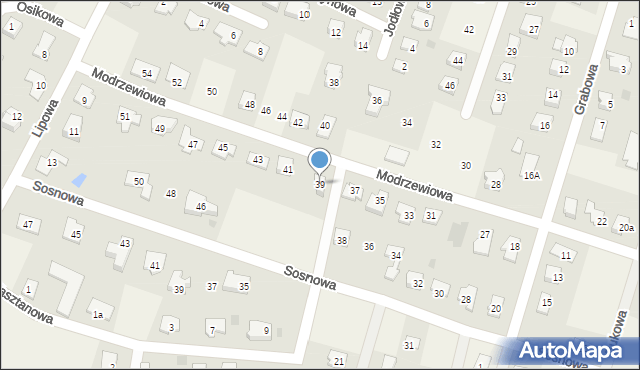 Brzozówka, Modrzewiowa, 39, mapa Brzozówka