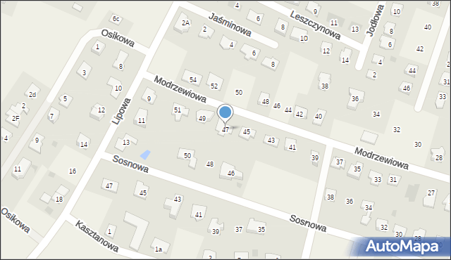 Brzozówka, Modrzewiowa, 47, mapa Brzozówka