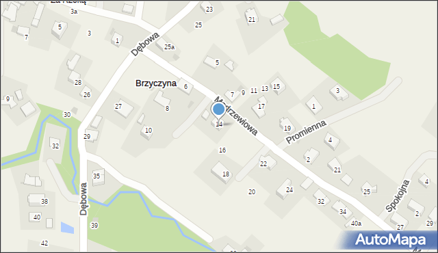 Brzyczyna, Modrzewiowa, 14, mapa Brzyczyna