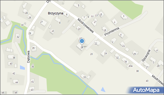 Brzyczyna, Modrzewiowa, 18, mapa Brzyczyna
