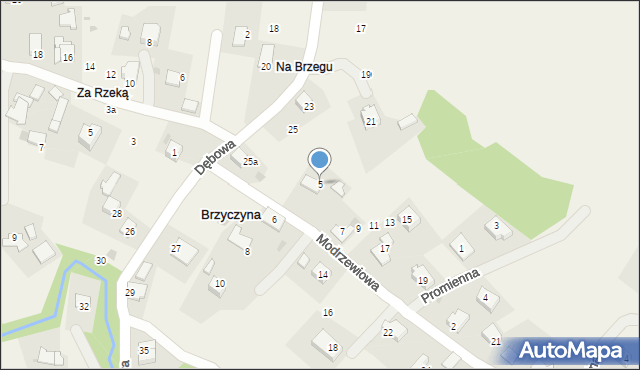 Brzyczyna, Modrzewiowa, 5, mapa Brzyczyna