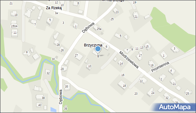 Brzyczyna, Modrzewiowa, 8, mapa Brzyczyna