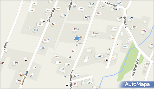 Buczkowice, Modrzewiowa, 10, mapa Buczkowice