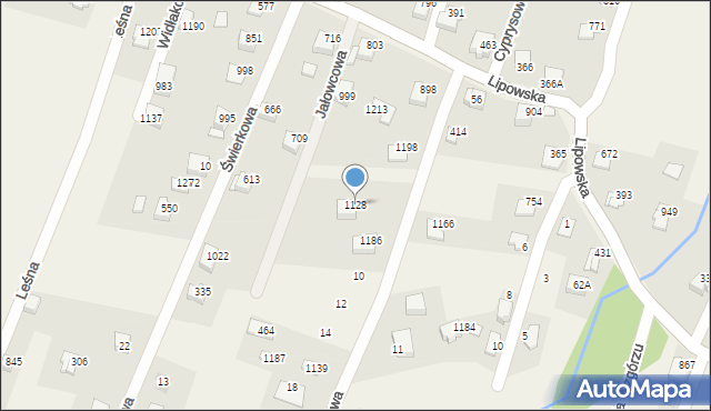 Buczkowice, Modrzewiowa, 1128, mapa Buczkowice