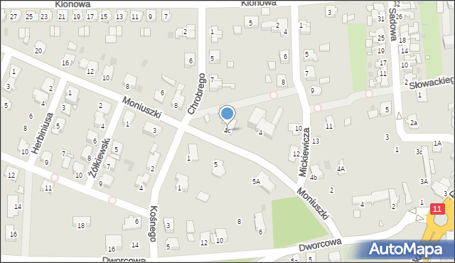 Byczyna, Moniuszki Stanisława, 4c, mapa Byczyna