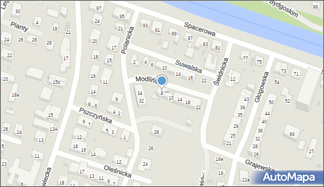 Bydgoszcz, Modlińska, 4, mapa Bydgoszczy