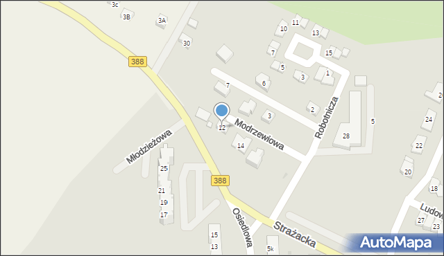 Bystrzyca Kłodzka, Modrzewiowa, 12, mapa Bystrzyca Kłodzka