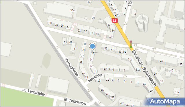 Bytom, Morcinka Gustawa, 16, mapa Bytomia