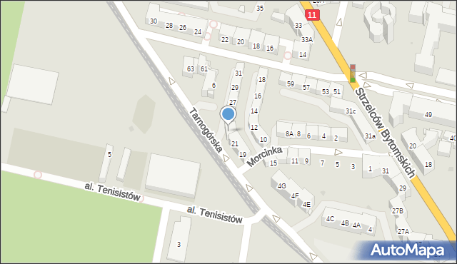 Bytom, Morcinka Gustawa, 23, mapa Bytomia