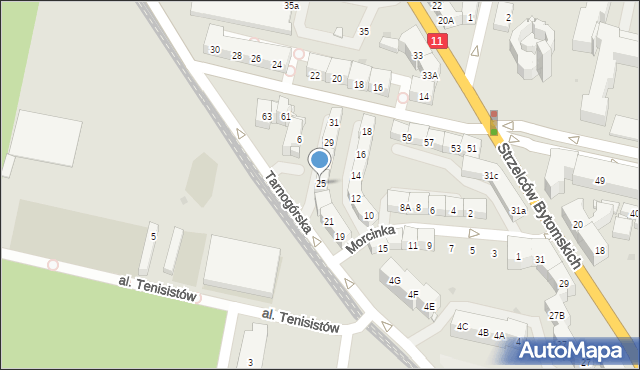 Bytom, Morcinka Gustawa, 25, mapa Bytomia