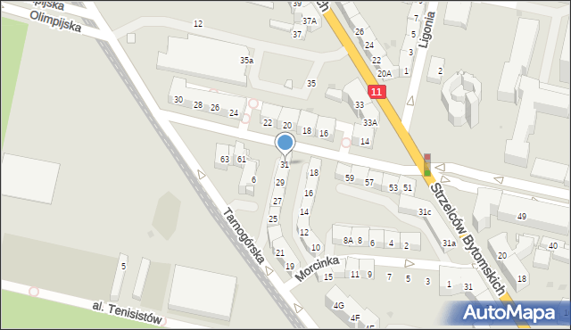 Bytom, Morcinka Gustawa, 31, mapa Bytomia