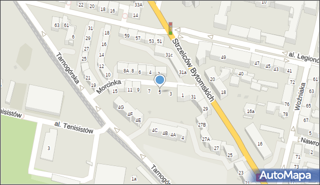 Bytom, Morcinka Gustawa, 5, mapa Bytomia