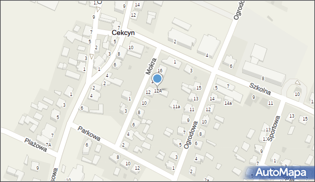 Cekcyn, Mokra, 12A, mapa Cekcyn