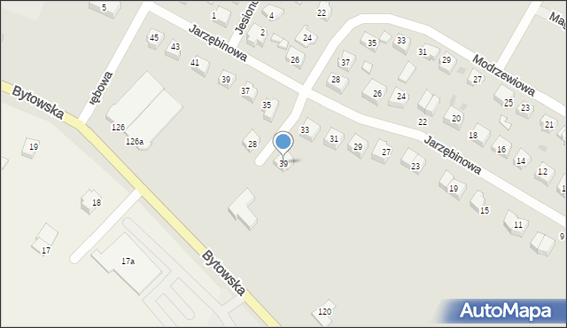 Chojnice, Modrzewiowa, 39, mapa Chojnic
