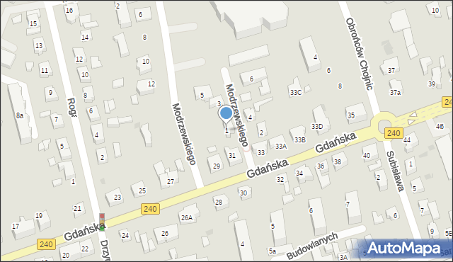 Chojnice, Modrzewskiego, 1, mapa Chojnic