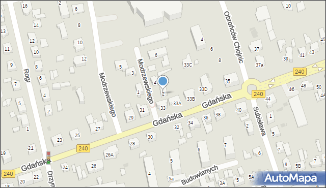 Chojnice, Modrzewskiego, 2, mapa Chojnic
