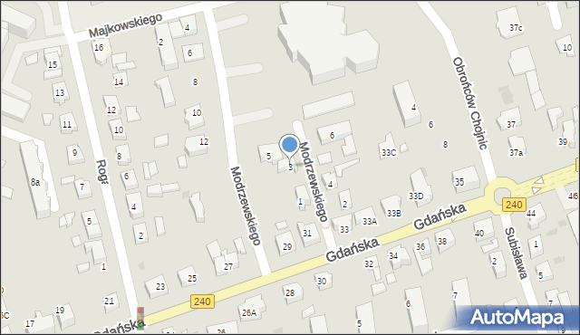 Chojnice, Modrzewskiego, 3, mapa Chojnic