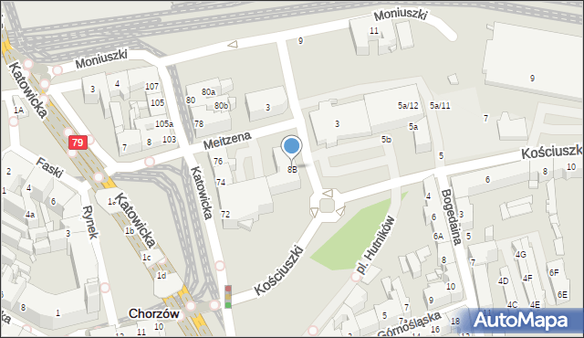 Chorzów, Moniuszki Stanisława, 8B, mapa Chorzów