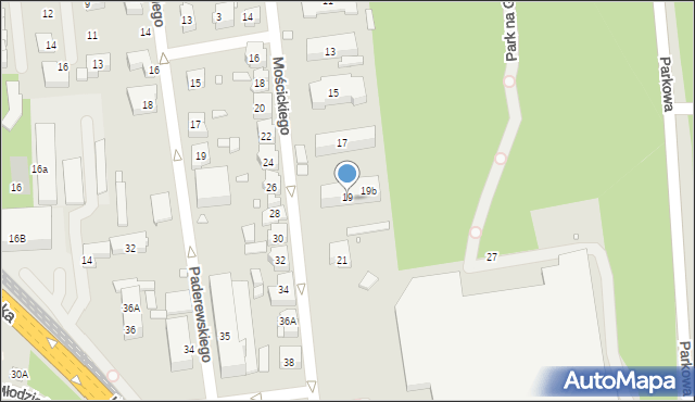 Chorzów, Mościckiego Ignacego, 19, mapa Chorzów