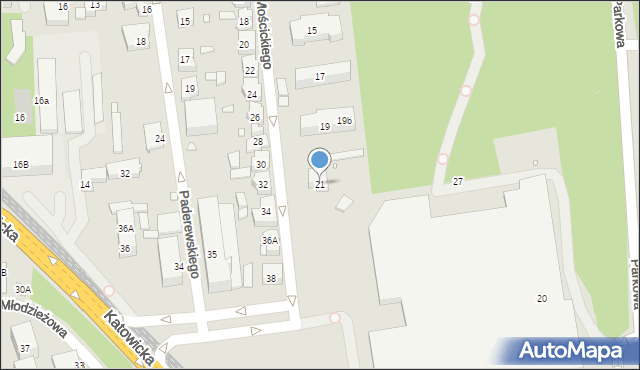 Chorzów, Mościckiego Ignacego, 21, mapa Chorzów