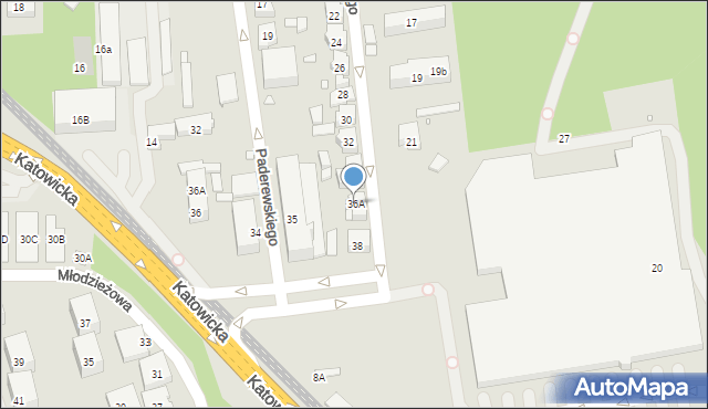 Chorzów, Mościckiego Ignacego, 36A, mapa Chorzów