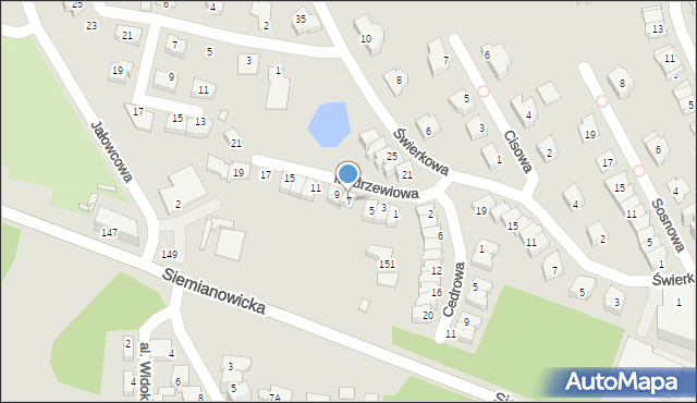 Chorzów, Modrzewiowa, 7, mapa Chorzów