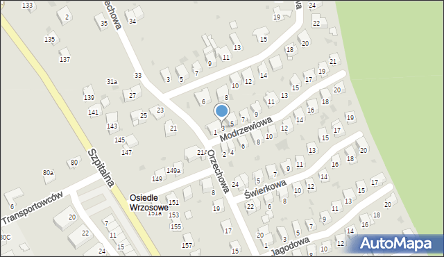 Chrzanów, Modrzewiowa, 3, mapa Chrzanów