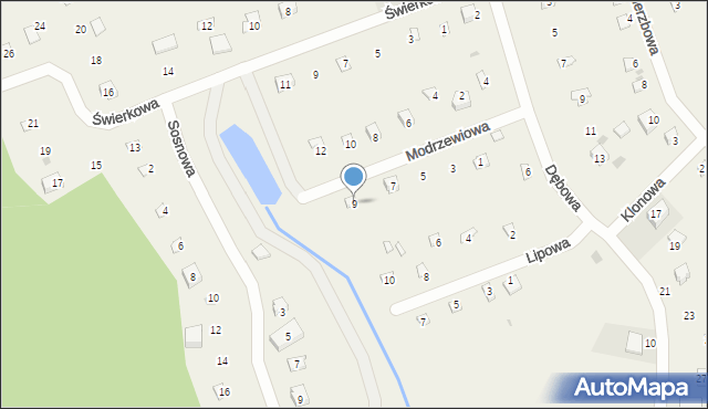 Chrzanowo, Modrzewiowa, 9, mapa Chrzanowo