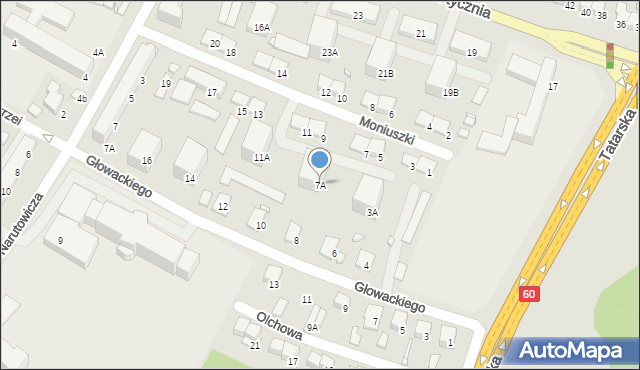 Ciechanów, Moniuszki Stanisława, 7A, mapa Ciechanów