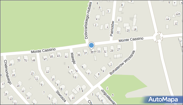 Ciechanów, Monte Cassino, 35, mapa Ciechanów