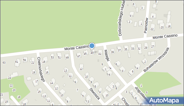 Ciechanów, Monte Cassino, 43, mapa Ciechanów