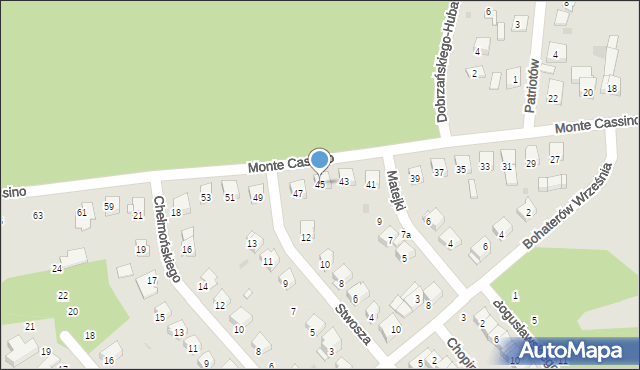 Ciechanów, Monte Cassino, 45, mapa Ciechanów