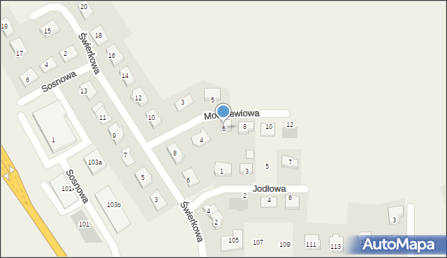 Cieplewo, Modrzewiowa, 6, mapa Cieplewo