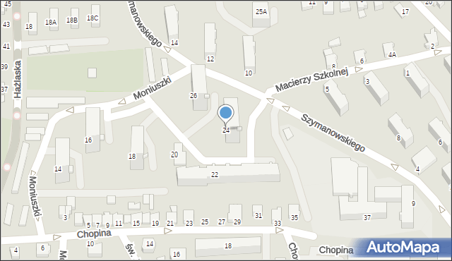 Cieszyn, Moniuszki Stanisława, 24, mapa Cieszyna