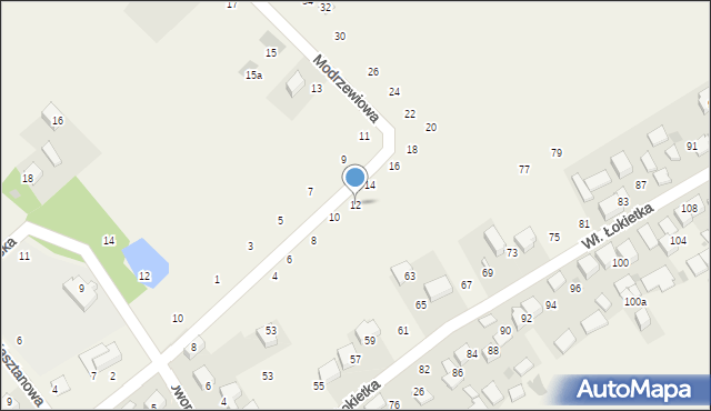 Czajowice, Modrzewiowa, 12, mapa Czajowice