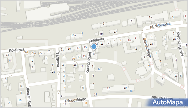 Czechowice-Dziedzice, Moniuszki Stanisława, 11, mapa Czechowic-Dziedzic