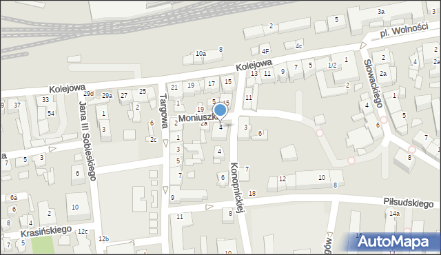 Czechowice-Dziedzice, Moniuszki Stanisława, 4, mapa Czechowic-Dziedzic