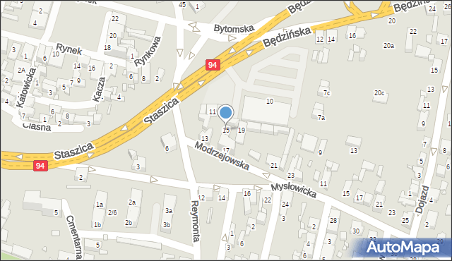 Czeladź, Modrzejowska, 15, mapa Czeladź