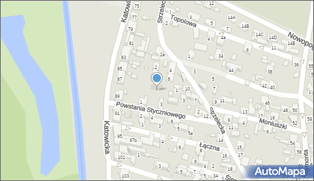 Czeladź, Moniuszki Stanisława, 1a, mapa Czeladź