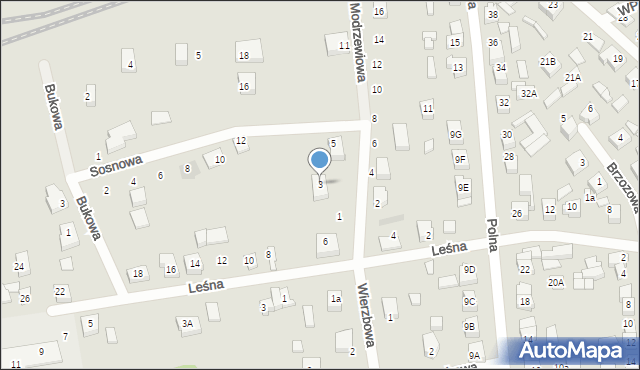 Czersk, Modrzewiowa, 3, mapa Czersk