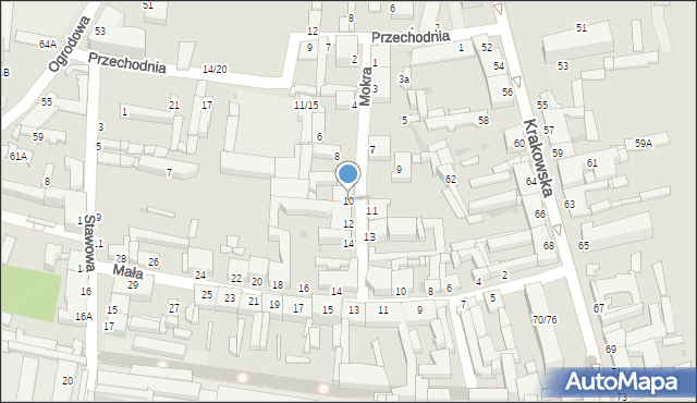 Częstochowa, Mokra, 10, mapa Częstochowy