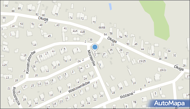 Częstochowa, Monterów, 1, mapa Częstochowy