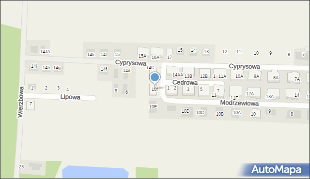 Dąbcze, Modrzewiowa, 10f, mapa Dąbcze