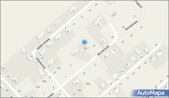 Dąbrowa, Morelowa, 13, mapa Dąbrowa