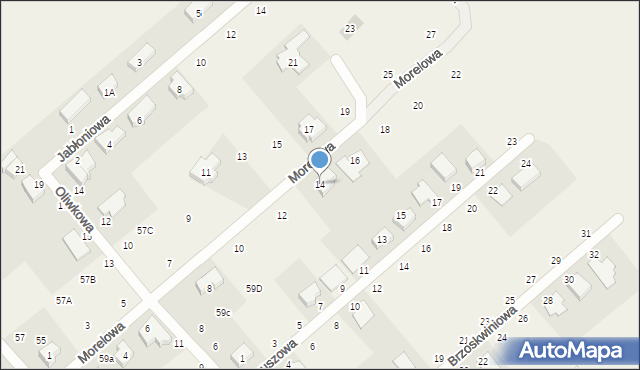 Dąbrowa, Morelowa, 14, mapa Dąbrowa