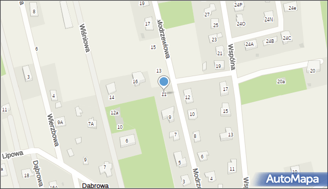 Dąbrowa Chotomowska, Modrzewiowa, 11, mapa Dąbrowa Chotomowska
