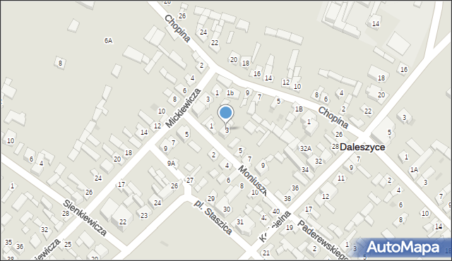 Daleszyce, Moniuszki Stanisława, 3, mapa Daleszyce