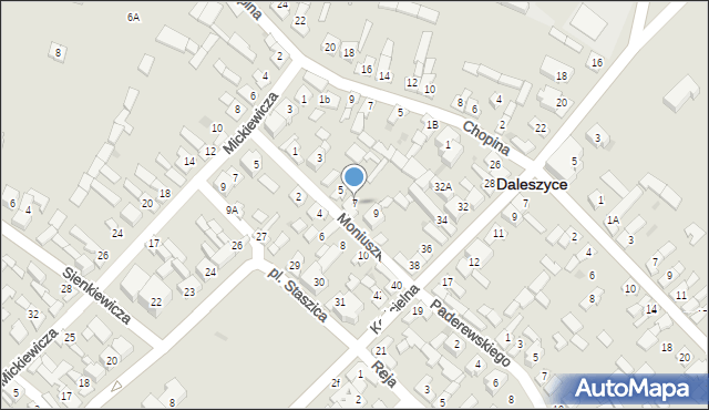 Daleszyce, Moniuszki Stanisława, 7, mapa Daleszyce